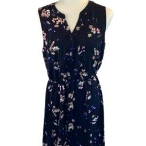 41 Hawthorn women’s sleeveless floral navy blue dress size medium NWOT